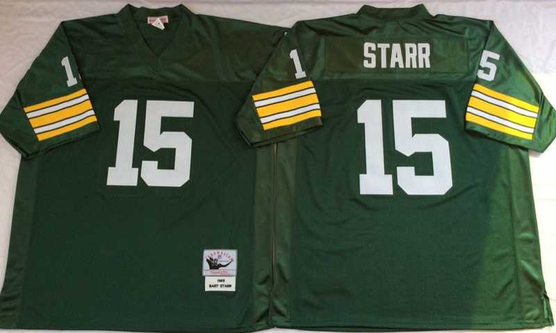 Packers 15 Bart Starr Green M&N Throwback Jersey->nfl m&n throwback->NFL Jersey